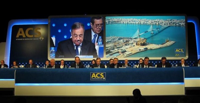 Florentino Pérez, en la junta de accionistas de ACS. E.P.