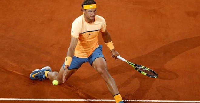 Nadal, durante el partido ante Querrey. EFE/Chema Moya