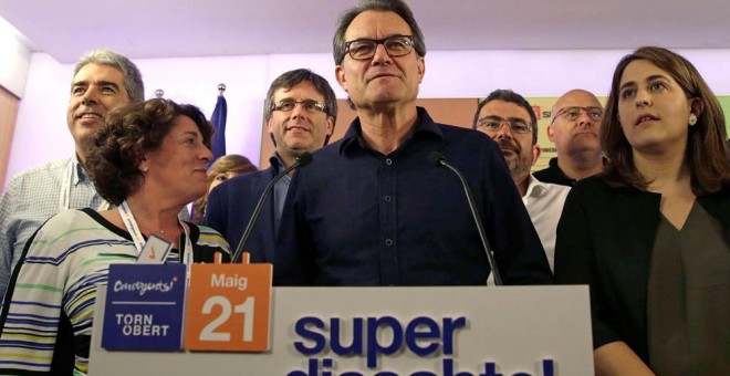 El presidente de CDC, Artur Mas tras el anuncio de los resultados del 'supersábado'. EFE