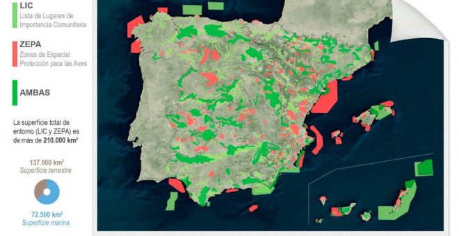 Zonas de la Red Natura en España. EFE