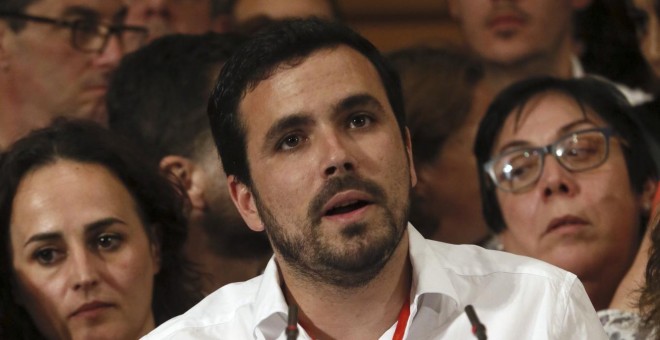 Alberto Garzón, en su primera intervención tras ser elegido como nuevo coordinador federal de IU. EFE/Fernando Alvarado