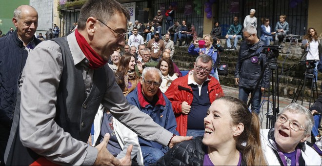 El cofundador de Podemos Juan Carlos Monedero,  en un acto electoral de la coalición Unidos Podemos en San Sebastián. EFE/Gorka Estrada