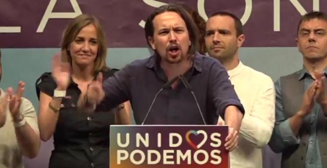 Iglesias durante el mitin de cierre de campaña