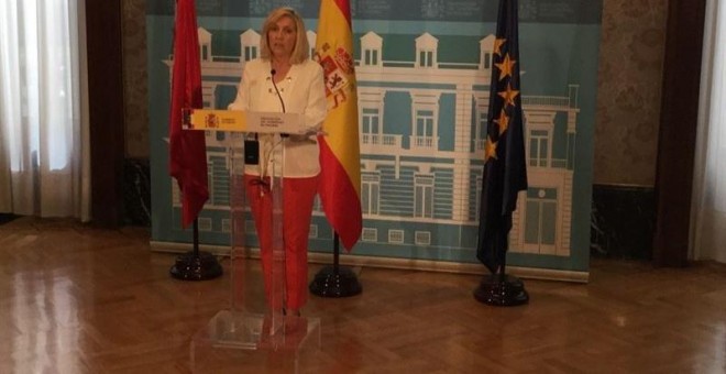 La Delegada del Gobierno de la Comunidad de Madrid en rueda de prensa este domingo/EUROPA PRESS