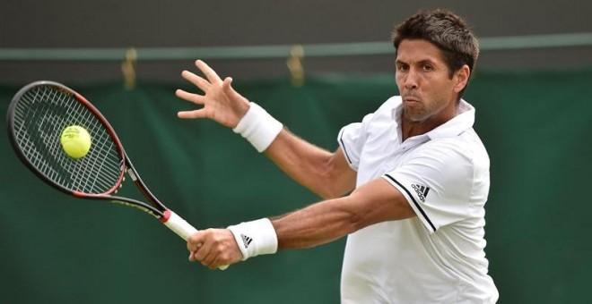 Verdasco, durante el partido ante Tomic en Wimbledon. EFE/Hannah Mckay