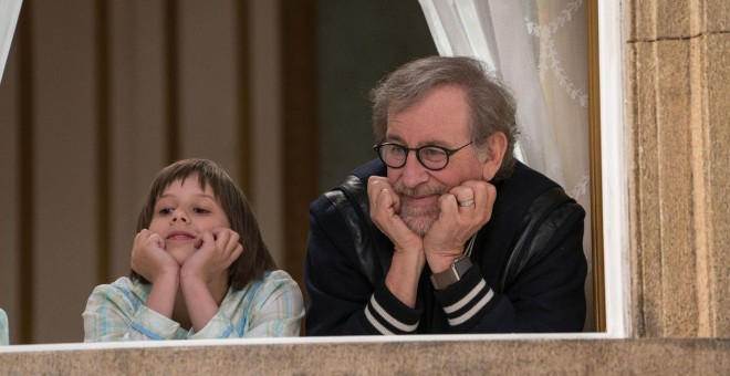 Spielberg junto a la protagonista de su último rodaje.