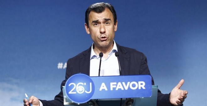 Fernando Martínez-Maillo en rueda de prensa en la sede del PP. / EP
