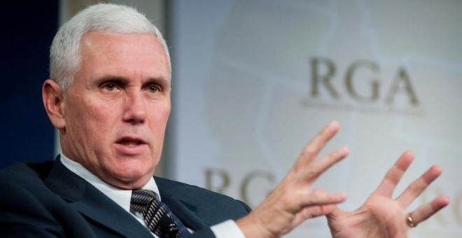 El gobernador de Indiana y compañero de candidatura de Donald Trump, Mike Pence. EFE/Rick D'elia