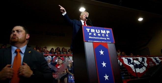El candidato republicano a la Casa Blanca, Dinald Trump, durante su mitin en Virginia. - REUTERS