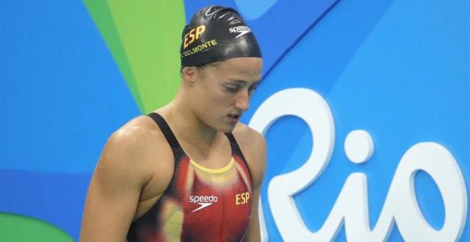 La nadadora española Mireia Belmonte tras la competencia de 200 metros libres femeninos./ EFE