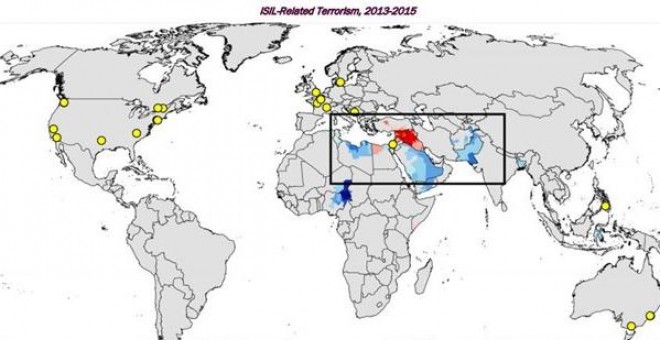 Expansión del Estado Islámico de 2013 a 2015.