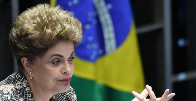 Dilma Rousseff durante su intervención en el Senado, este lunes./ EFE