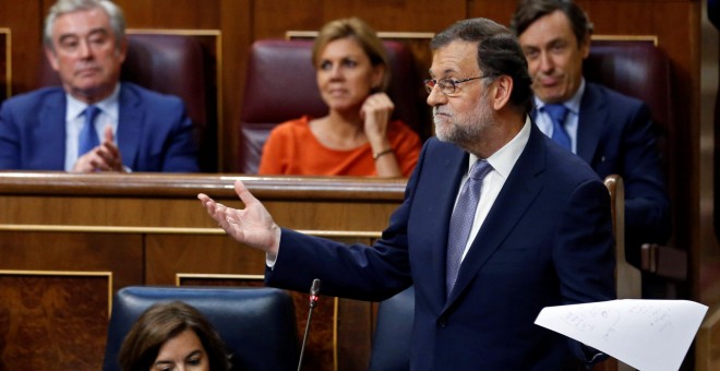 El presidente del Gobierno e funciones, Mariano Rajoy, durante el debate de investidura en el Congreso de los Diputados. REUTERS/Andrea Comas