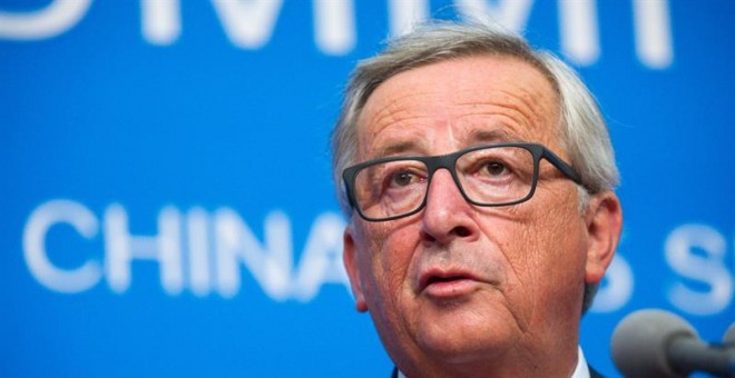 El presidente de la Comisión Europea, Jean-Claude Juncker, durante la rueda de prensa celebrada en la cumbre del G20. EFE/EPA/BERND VON JUTRCZENKA