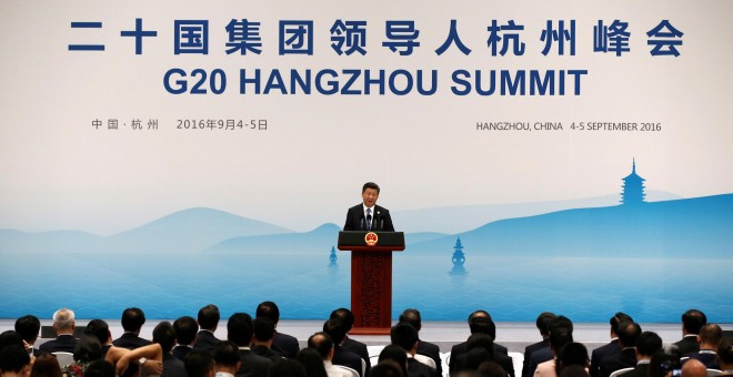 El presidente de China, Xi Jinping, dirigiéndose a los medios en la cumbre del G-20 en Hangzhou, China. REUTERS/Damir Sagolj