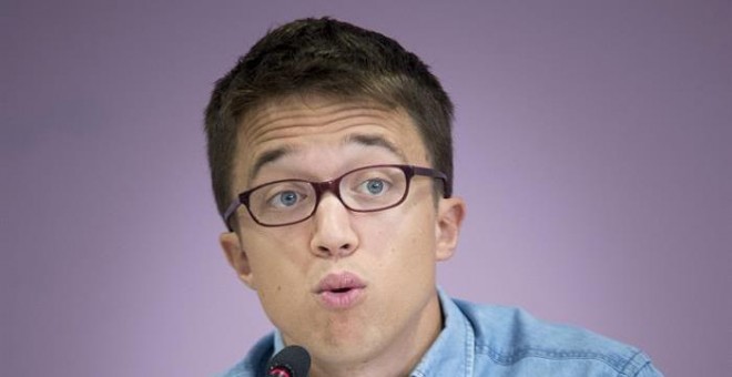 l número dos de Podemos, Íñigo Errejón, durante la presentación hoy de la segunda edición de su universidad de verano de la formación morada. EFE/Luca Piergiovanni