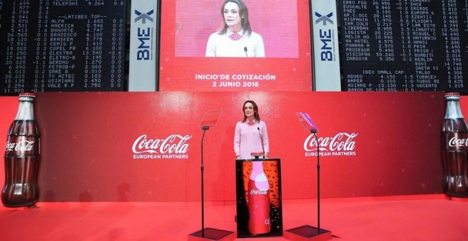 Sol Daurella, la presidenta de Coca-Cola European Partners, en la salida a bolsa. E.P.