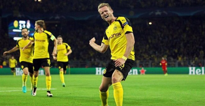 Schürrle celebra su gol al Madrid. EFE/Ina Fassbender