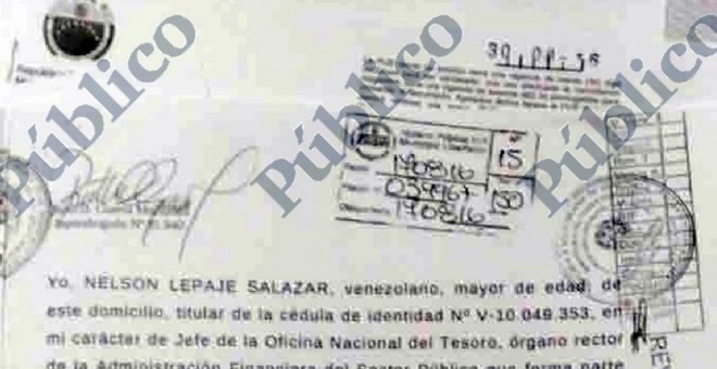 Documento que acredita que Pablo Iglesias no cobró de Venezuela.