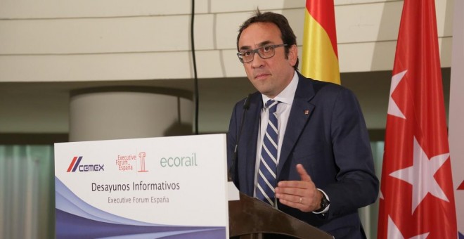 El conseller de Territorio y Sostenibilidad de la Generalitat de Catalunya, este jueves, durante el desayuno informativo organizado por Executive Forum.