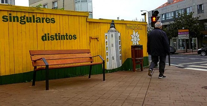 Lema de Alternativa dos Veciños en una pintada en la localidad de Santa Cruz. JUAN OLIVER