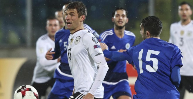 Thomas Müller durante el partido entre Alemania y San Marino. /REUTERS
