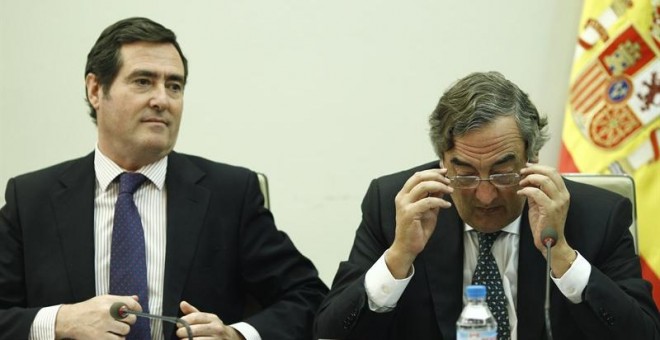 Antonio Garamendi (CEPYME) y Juan Rosell (CEOE).- EUROPA PRESS