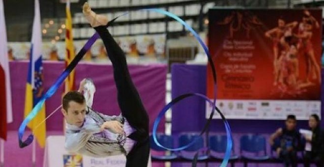 Rubén Orihuela, en un campeonato de gimnasia rítmica.