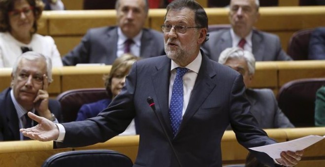 Rajoy, durante su intervención en el Senado. EFE/Fernando Alvarado