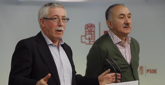Los secretarios generales de CC.OO. y UGT, Ignacio Fernández Toxo y Pepe Alvárez / EFE
