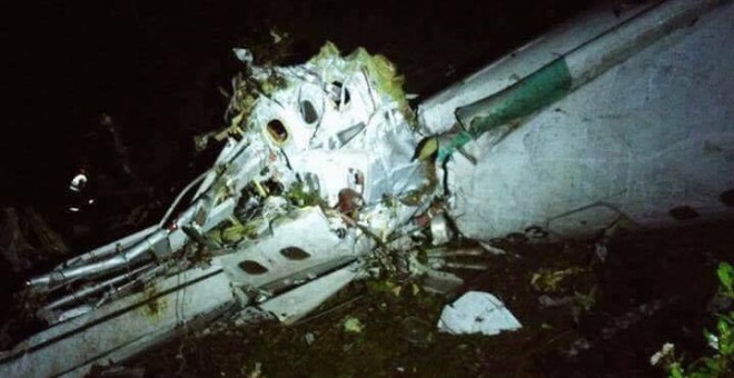 Imagen del avión estrellado que transportaba al Chapecoense. 360 Radio Colombia