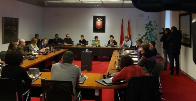 Familiares de los detenidos en Altsasu han estado este viernes en el Parlamento de Navarra.