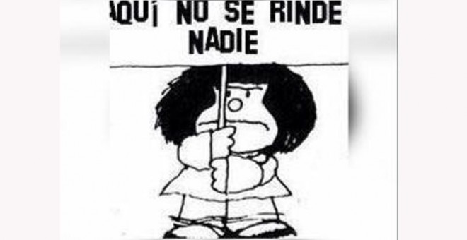 El icono del WhatsApp es Mafalda con un cartel en el que se lee: “¡Aquí no se rinde nadie!'.