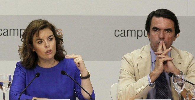 Soraya Sáenz de Santamaría, en el campus FAES con Aznar. EFE / PACO CAMPOS