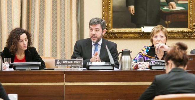 El secretario de Estado de Presupuestos, Alberto Nadal, durante su comparecencia ante la comisión parlamentaria del Pacto de Toledo, sobre la reforma de las pensiones.