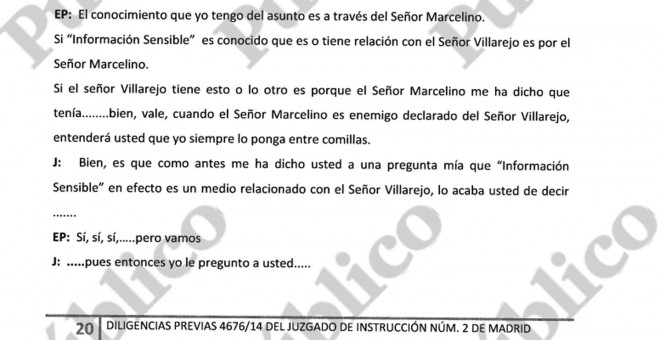 Detalle de la declaración de Eugenio Pino como testigo en el 'caso Nicolay'.