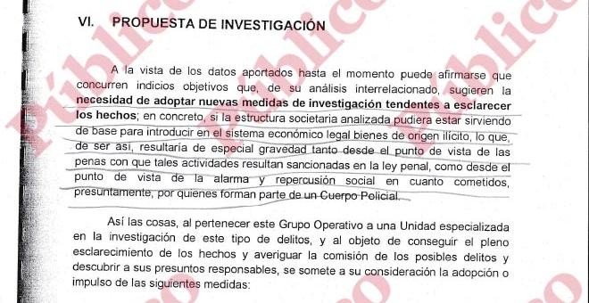 Propuesta de la Unidad de Asuntos Internos para esclarecer si el patrimonio de José  Villarejo tiene un origen ilítcito.
