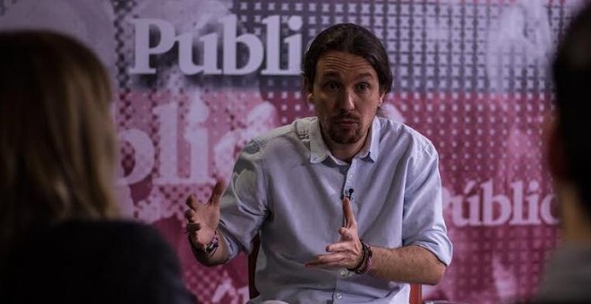 Pablo Iglesias, en la redacción de 'Público'. JAIRO VARGAS