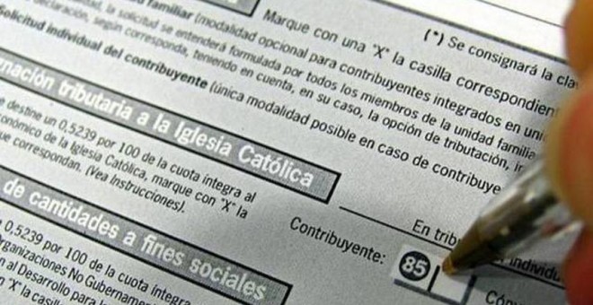 Casilla destinada a la Iglesia Católica en el impreso de IRPF. EFE/Archivo