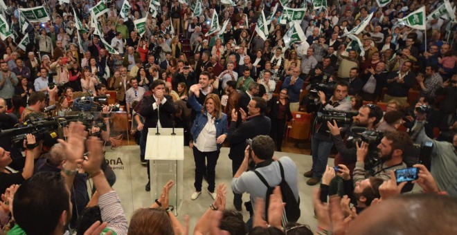 La presidenta de la Junta de Andalucía y secretaria general del PSOE-A, en un acto del Partido en Huelva.