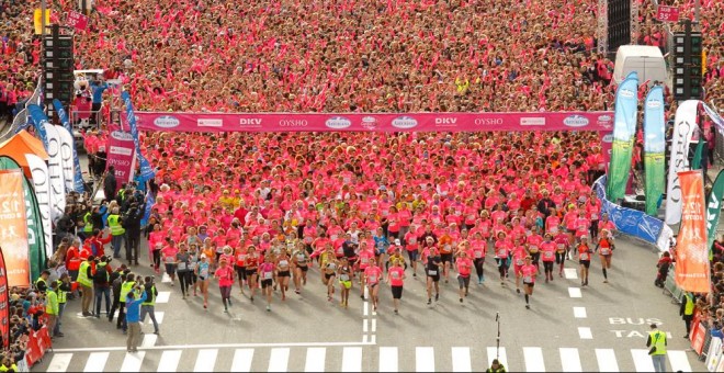 La gran marea rosa en la Carrera de la Mujer.