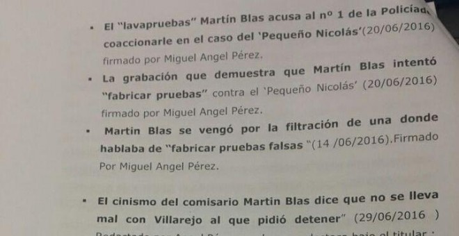 Algunos de los titulares de Inda contra el comisario Martín-Blas