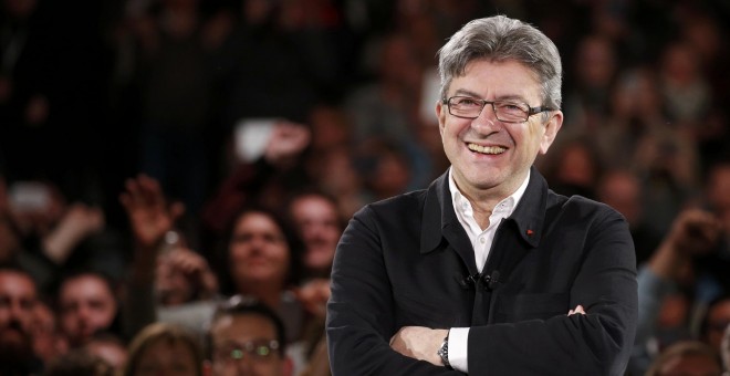 El candidato izquierdista a las elecciones presidenciales francesas, Jean-Luc Mélenchon, en uno de sus mítines de campaña. REUTERS/Pascal Rossignol