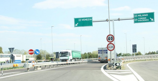 Imagen de la Autostrada A4, de Abertis, la autopista con mayor tráfico de Italia.