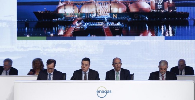 El presidente de Enagas, Antonio Llardén, en la junta de accionistas de la empresa. EFE