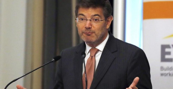 El Ministro de Justicia, Rafael Catalá, durante su intervención en un desayuno informativo celebrado hoy en un hotel de Madrid organizado por El Economista.EFE/Sergio Barrenechea