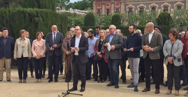 L'acte de suport a Forcadell i la resta de membres de la Mesa del Parlament investigats. @JuntspelSi