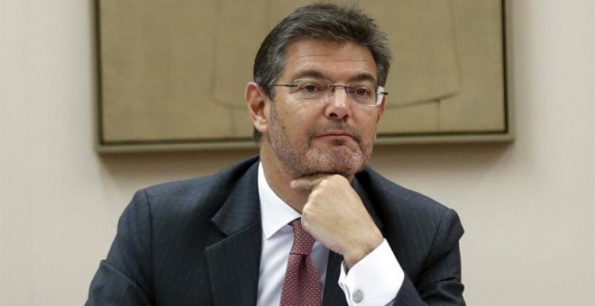 El ministro de Justicia, Rafael Catalá, durante su comparecencia ante la Comisión de Justicia del Congreso. EFE/Emilio Naranjo