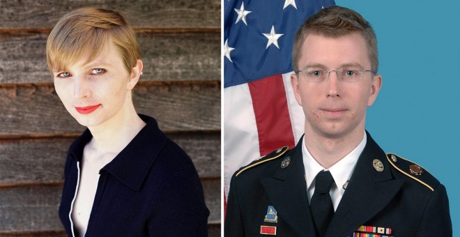 Chelsea Manning, con su nuevo aspecto como mujer. A la derecha, en una foto uniformado antes de empezar su tratamiento hormonal.