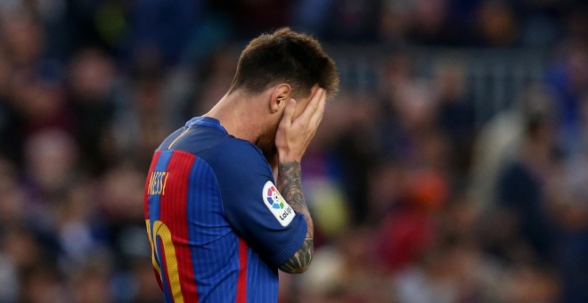 El jugador del FC Barcelona Leo Messi, en el Nou Camp durante el último partido de Liga contra el Eibar. REUTERS/Albert Gea